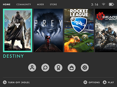 Xbox Switch X destiny games gaming interface menu switch ui xbox