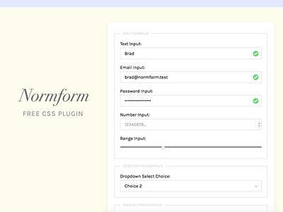 Normform - A tiny CSS form plugin app css errors form forms github inputs open plugin source valid web
