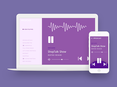 PPPodcast App Design app audio design ios iphone mac macos podcast purple subscription