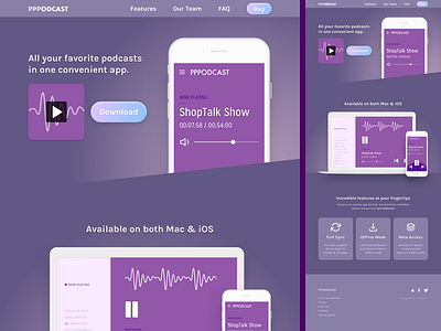PPPodcast: Marketing Website gradients ios iphone mac macos marketing minimal podcast purple website