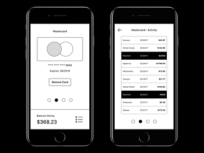 Mono Wallet app balance bank banking bill black card credit minimal payment wallet white