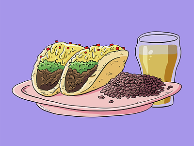 Tacos & Beans art beans beer draw drawing food illustration lunch sketch taco taco tuesday tacos