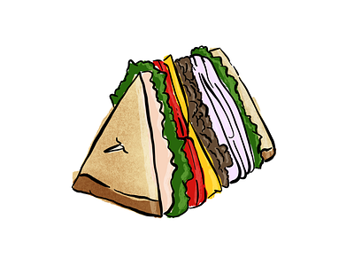 Club Sandwich art chicken children illustration club drawing food illustration procreate restaurant sandwich sketch