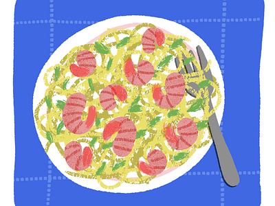 Shrimp Pasta art children illustration drawing food illustration ipad pasta procreate restaurant shrimp sketch