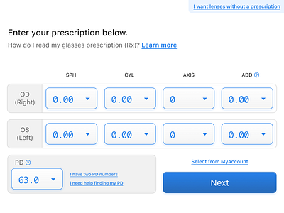 Prescription UI