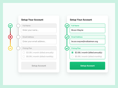 Simple Form button buttons depth design error form input shadow success ui ux