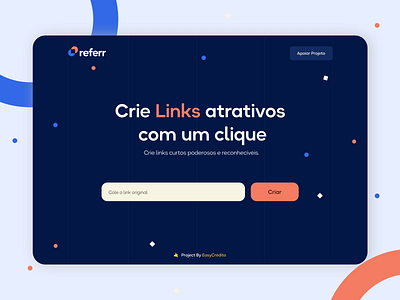 Referr brasil design figma illustration landingpage link product design shortener startup ui uidesign ux uxdesign visual webdesign website