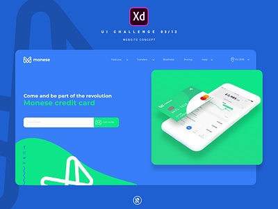 Monese Lading Page adobe xd animation app challange concept concept app design flat mobile ui uidesign ux uxdesign visual website