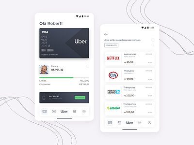 Uber Credit Card app creditcard design flat product design uber ui uidesign ux webdesign website