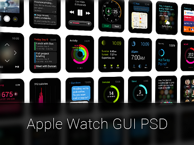 Apple Watch GUI PSD apple free freebies gui ios ios8 psd resources template watch