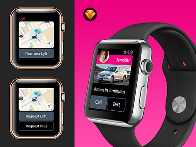 Lyft Apple Watch GUI Concept Free Sketch Download app apple download free lyft resources sketch ui watch
