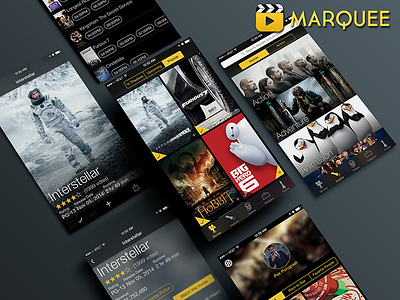 Marquee: Movies, Trailers, Showtimes iPhone App app black blur dark ios iphone ui visual yellow