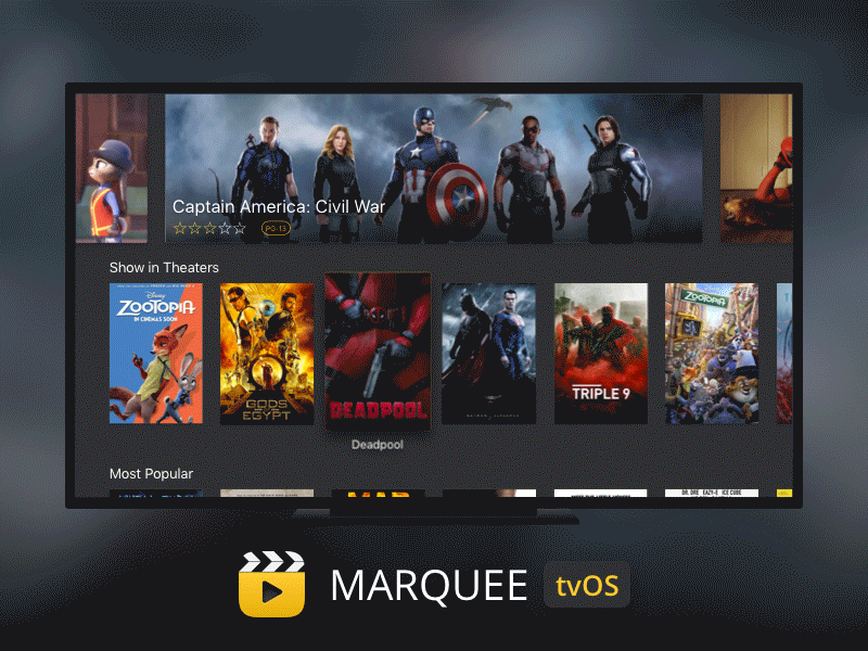 Movies and Trailers tvOS Apple TV App by impekable on Dribbble