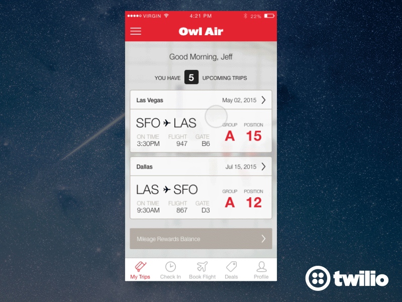 Twilio Airline App with In-App VOIP Call