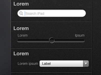 Ipad UI app dark gray ipad ui