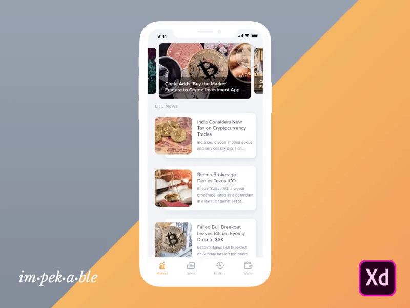 Impekable Bitcoin App adobe xd adobepartner bitcoin crypto cryptocurrency download free gif madewithadobexd ui ux xd