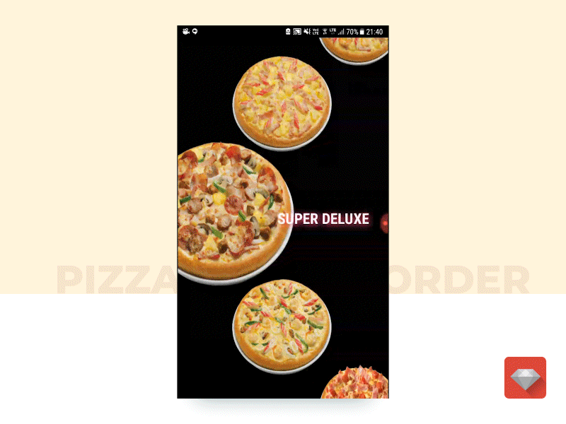 Concept Navigation for Pizza Ordering carousel app delivery mobile ordering gif menu animation