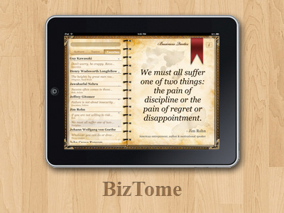 BizTome app book brown design ipad old ui wood