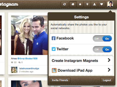New Improved Settings Popover app brown css pinstagram popover