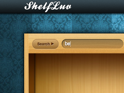 New ShelfLuv Header app blue button dark header pek ui wood