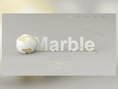 Marble-Landing Page 3dui adobecc adobexd graphicdesign homepage landingpage marble modeling octanerender otoy render ui userinterface web webdesign