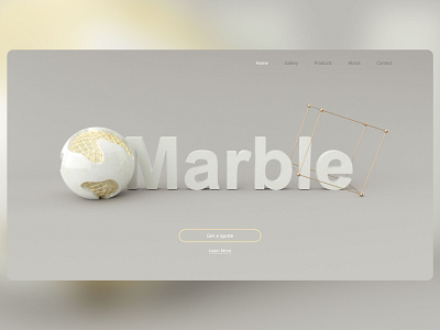 Marble-Landing Page 3dui adobecc adobexd graphicdesign homepage landingpage marble modeling octanerender otoy render ui userinterface web webdesign