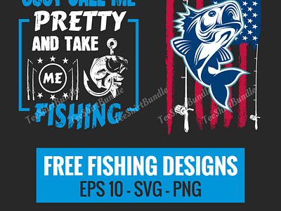 2 Print Ready Fishing T-Shirts Designs Free Download