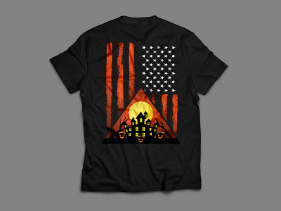 american flag with halloween t shirt design