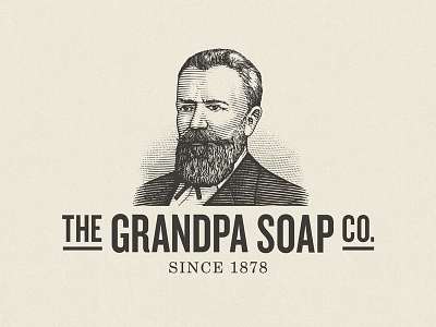 The Grandpa Soap Co. Logo brand identity design branding classic design etching health heritage hipster identity line art logo logotype rustic seal typography wellness