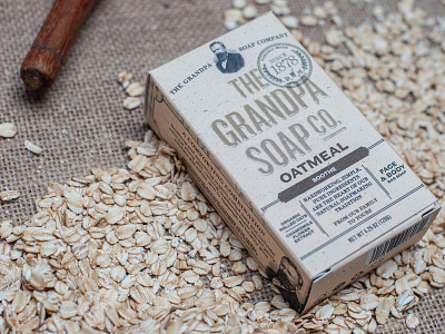 The Grandpa Soap Co. Product Photography beauty health heritage hipster natural oats outdoors packaging photography rustic seal soap texture vintage