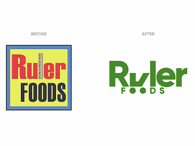 Ruler Foods Before and After animated logo before and after branding brandmark fresh geometric grocery healthy icon kroger logo design rebrand rebranding refresh shopping cart simple vector
