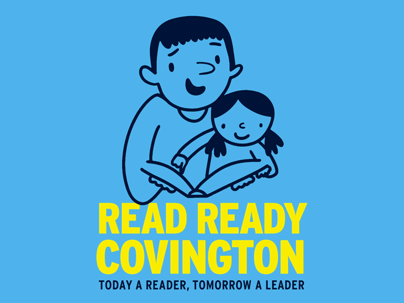 Read Ready Covington animated illustration branding brandmark design education iconography identity illustration logo design reading