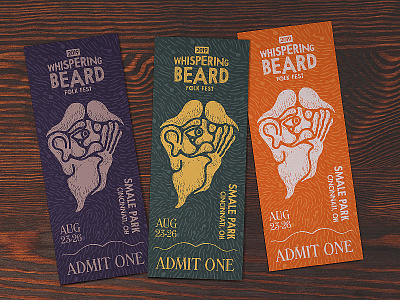 Whispering Beard Folk Festival Ticket Design branding brandmark collateral folk music graphic design handmade design identity illustration music festival print design ticket typography