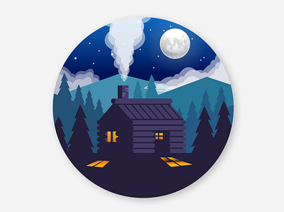 Night House Illustration⛺ clean design home illustration minimal ui