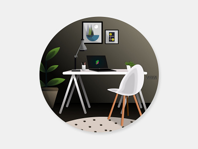 HOME OFFICE clean design hero illustration logo ui