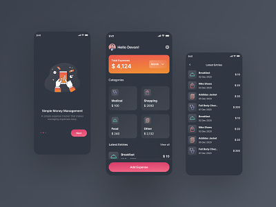 Expense Tracker Mobile Application app clean dailyexpense dark design expensetracker ios mobileapp money payment ui