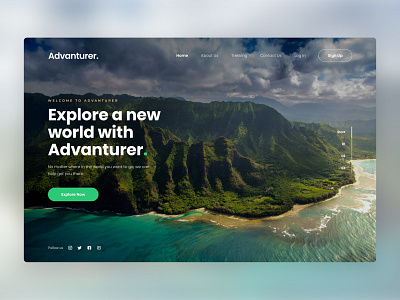 Adventurer. advanturebooking branding clean design home page landing page trekking uiux user interface webdesign