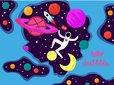 Space - Hello dribbble branding galaxy hello dribbble hello world illustration space vector