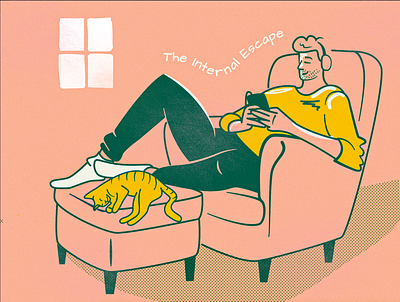 The Internal Escape cat chair color illustration illustrator lounge person