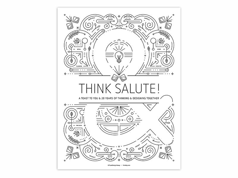 Think Salute! Line Art illustration mono line