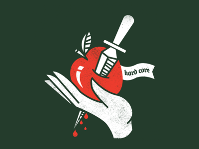 Hardcore apple hand illustration knife texture