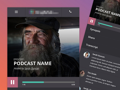 Podcast - Mobile audio player gradient mobile podcast site website