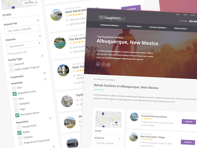 Facility Directory locations site filters directory