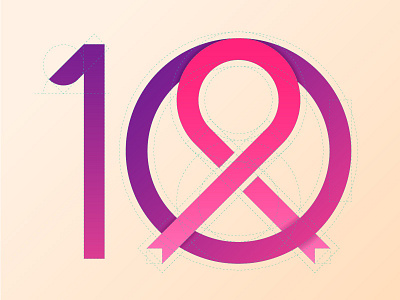 /. Ten ./ breast cancer awareness month character geometric icon number ten