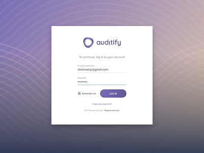 Login - Auditify account email light ui login login form login page login screen logo password product design username visual identity