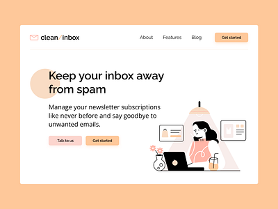 Clean Inbox - example website design for SaaS