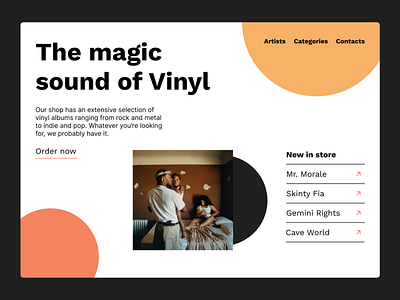 Vinyl - Website Hero Design design ui