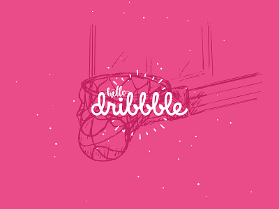 Hello Dribbble ball basketball design flat hello dribbble illustration illustrator logo typography vector web