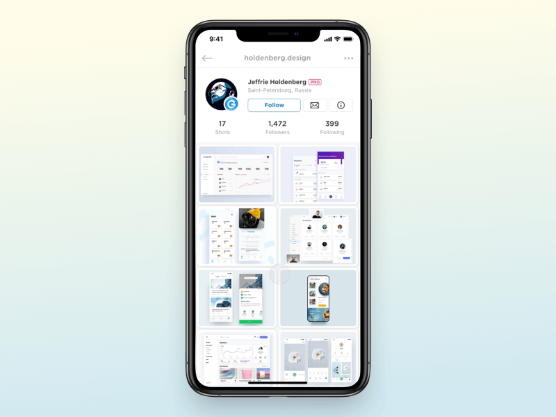 Dribbble iOS app animation app cards comments dribbble hashtag ios mobile navigation preview social