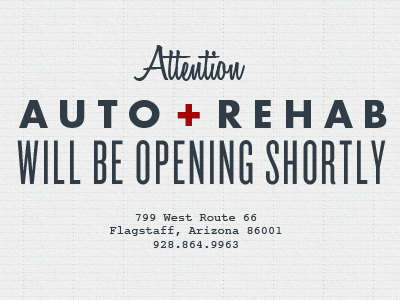 Auto Rehab arizona black design futura logo lost type numbers typography white